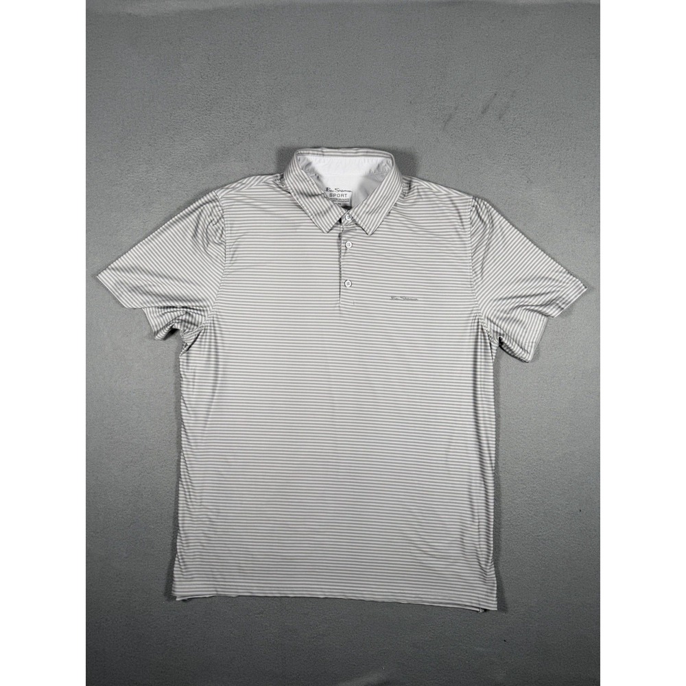 Ben Sherman Sport Mens XL Gray Striped Golf Polo Shirt